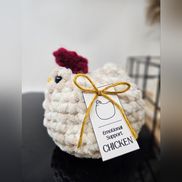 Emotional Support Chicken, Crochet Chicken, Handmade Chicken Plush - Picture 5 of 10